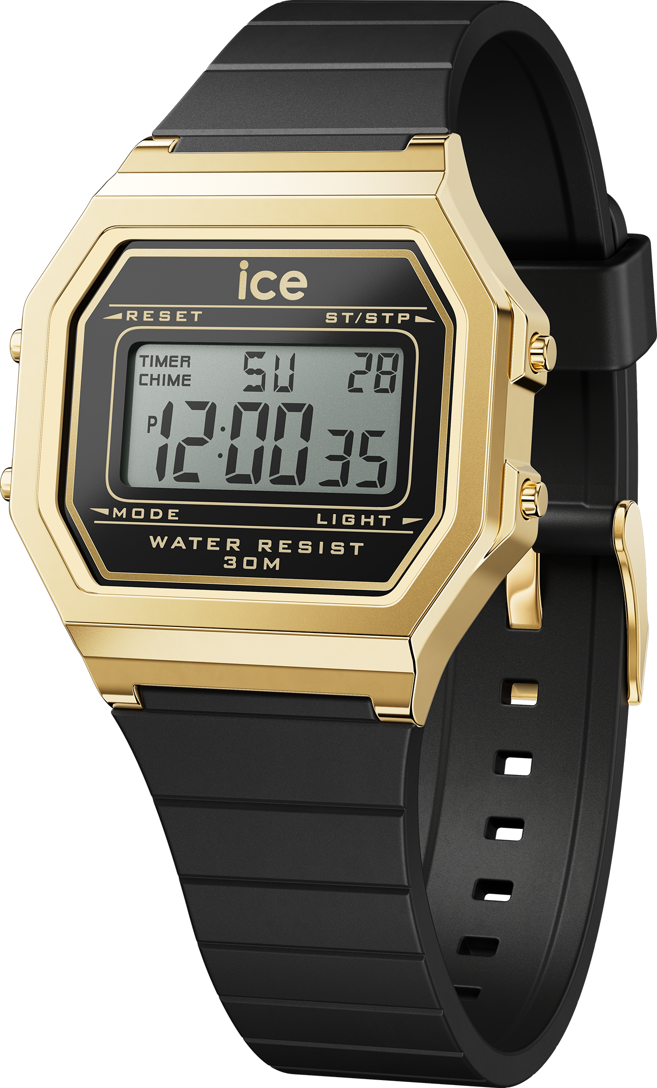 Ice-watch Ice Watch Ice Digit Retro - Black Gold Womens 022064 Silicone - One Size | Ice-watch Sale | Discount Designer Brands