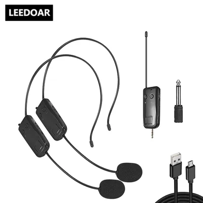 2.4G Head-mounted Wireless Lavalier Microphone Set Transmitter with Receiver for Amplifier Voice