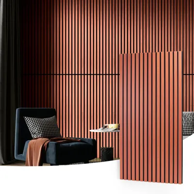 Art3d 2PCS Wood Slat Acoustic Panels 3D Fluted Sound Absorbing Wall Panel Home Decoration Use in Homes Offices Studios