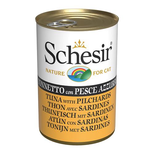 Sparpaket: 12x140g Schesir in Gelee Thunfisch mit Sardine Katzenfutter nass