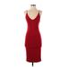 Fashion Nova Cocktail Dress - Midi V Neck Sleeveless: Burgundy Solid Dresses - Women's Size Small