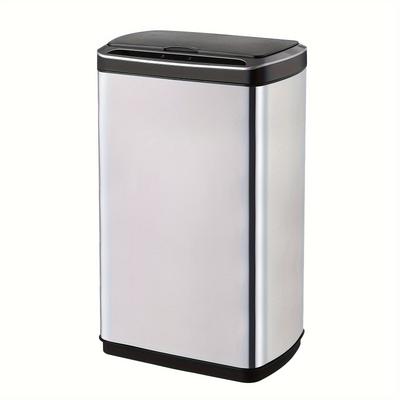 TEMU Elpheco 50 Liter/ 13.2 Gallon Rectangular Kitchen Trash Can, Brushed Stainless Steel Finish Motion Sensor Trash Can, Automatic Trash Can For Kitchen, Living Room, Office, 3 Aa Batteries (excluded)