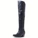 Western Over The Knee Cowboy Boots, Pointy Toe Embroidered High Heels Long Boots, Cowgirl Thigh High Boots Side Zipper Boots For Women