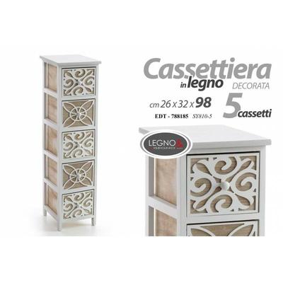 Schmale Kommode mit 5 Holzschubladen cm 26 x 32 x 98 h Image