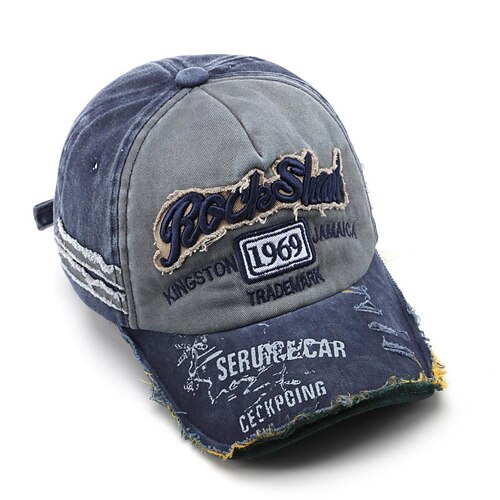 Herren Cap Basecap Sonnenhut Kappe Marineblau Blau Polyester Bestickt Modisch Brautkleider schlicht Strasse Täglich Farbblock Buchstabe Einstellbar Sonnenschutz Atmungsaktiv Image
