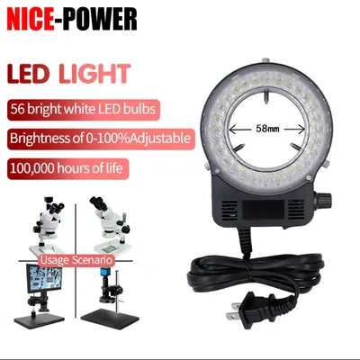 LED Ring Light Source Illuminator Lamp for Industrial Microscope Color Temperature is 6500K and The