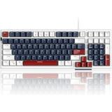 Compact 80% Mechanical Gaming Keyboard Hot-Swappable Keyboard With 98-Key Design And 114 Keycaps Anti-Ghosting Gaming/Office Keyboard With Blue Switches For Windows Mac Pc White & Blue