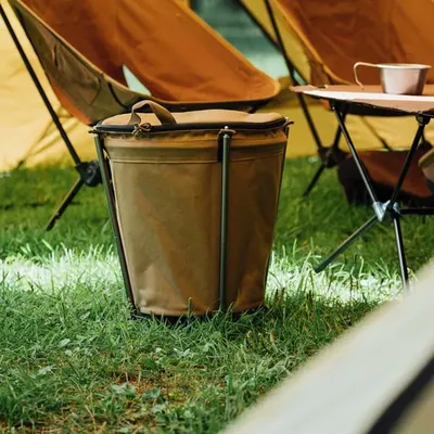 Outdoor Camping Mülleimer Leichte Zusammenklappbare Oxford Tuch Lagerung Runde Bin Selbst-fahren Grill Tragbare Auto Mülleimer