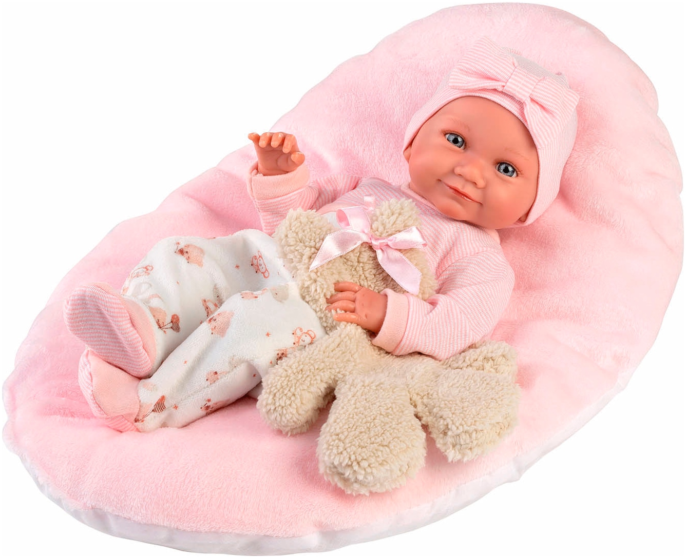 Babypuppe LLORENS "Nica mit Kissen, rosa, 40cm", bunt, Puppen, Baby, Made in Europe