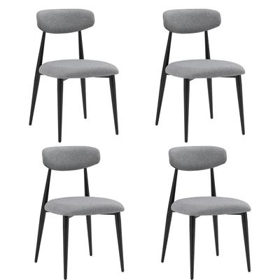Modern Dining Chairs Set of 4, Curved Backrest Round Upholstered and Metal Frame