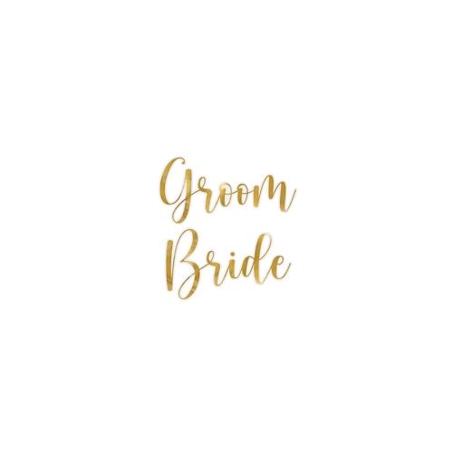 2 Glasaufkleber für Gläser 4x8cm Bride & Groom Hochzeitsaufkleber Sticker für Hochzeitsgläser Hochzeitssticker Aufkleber Hochzeit Hochzeitsdeko Gold