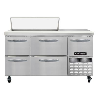 Continental RA60SN10-D 60" Sandwich/Salad Prep Table w/ Refrigerated Base, 115v, Stainless Steel