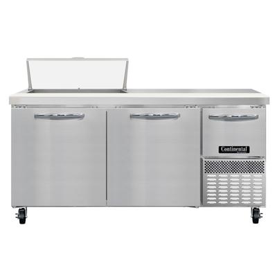 Continental RA68SN8 68" Sandwich/Salad Prep Table w/ Refrigerated Base, 115v, Stainless Steel