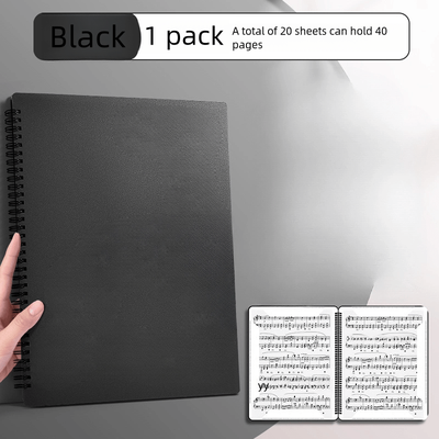 TEMU 20/30 Pages Sheet Music Folder Extended Piano Sheet Music Folder, A4 Size Black Double-sided Writing Choir Folder For Marching Band Piano
