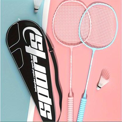 TEMU 1set, Badminton Rackets Set With 2 Rackets, 3 Nylon Balls And 1 Carrying Bag, Durable High Elasticity Double Rackets With Foam Handle