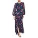 Floral Chiffon Maxi Dress - Blue - Eliza J Dresses