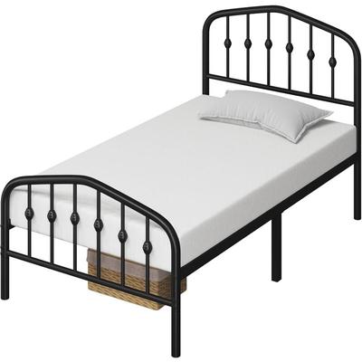 Bettrahmen 90 x 200 cm, Vintage Metallbett mit kronenförmigem Kopfteil, Stabiles Bettgestell Image