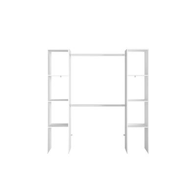 Kleiderschrank 6 Fächer, 2 Garderoben 180 x 40 x 180 cm, weiß