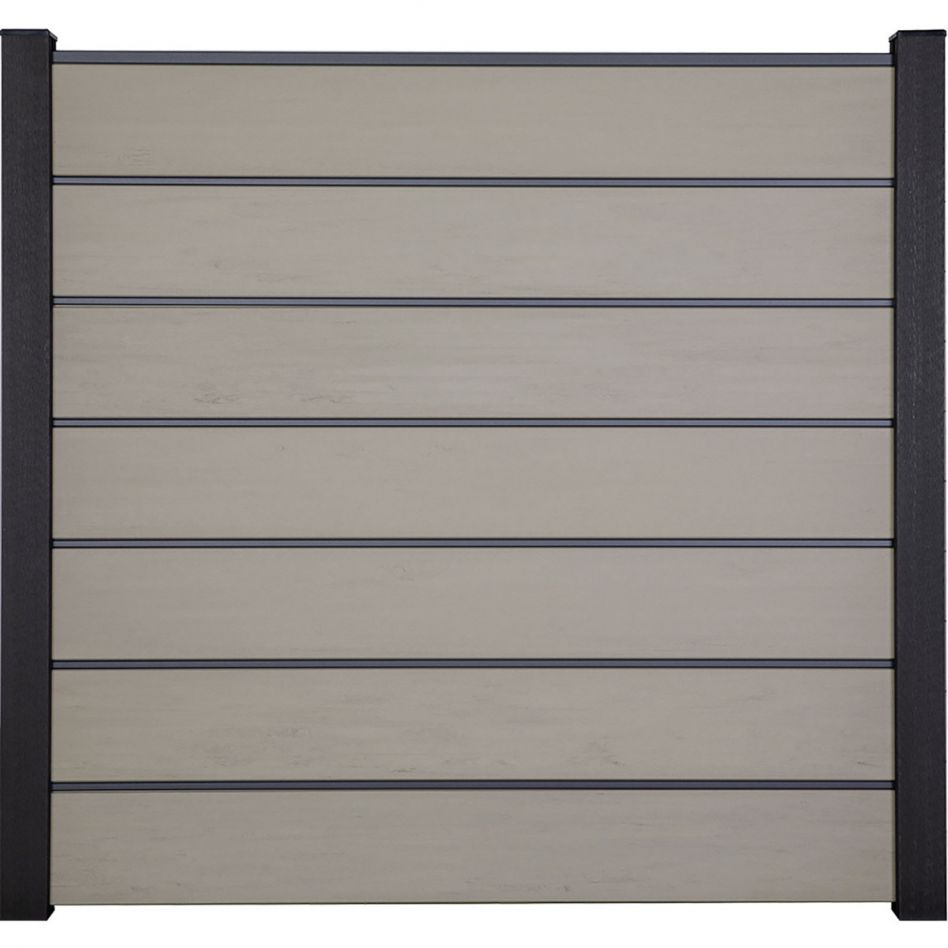 GroJa Solid Grande Premium Steckzaun Sichtschutzzaun Bi-Color Sand Sichtschutz Steckzaun Lamellenzaun Image