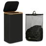 100L Laundry Basket with Lid, Clothes Hampers for Laundry with Bamboo Handles and A Removable Laundry Bag, Large Foldable Laundry Hamper for Bedroom, Bathroom, Dorm, Laundry