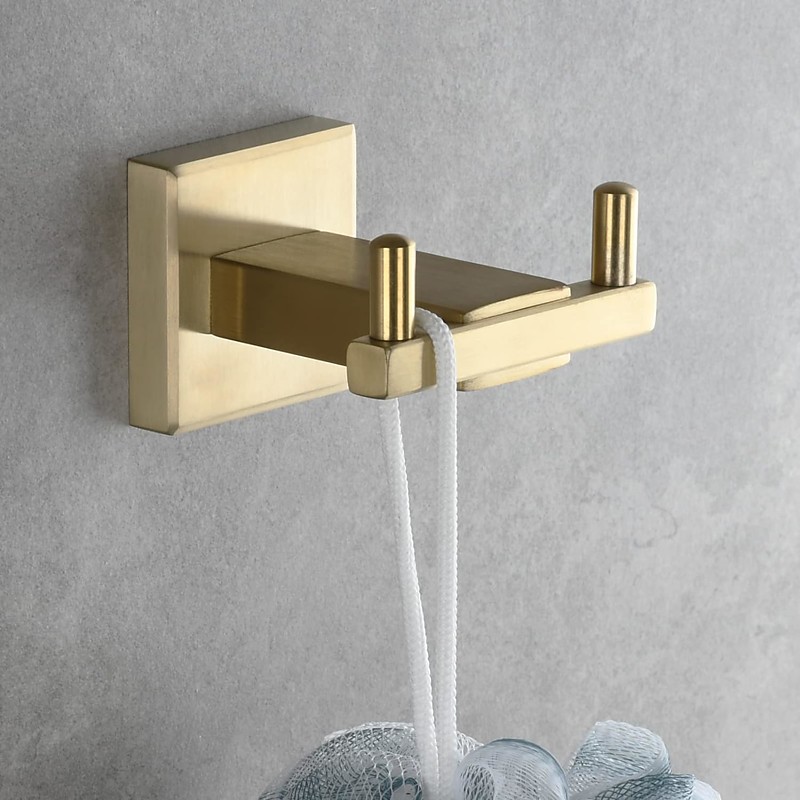 Heavy Duty Double Robe Hook Wall Mount Stainless Steel Hand Towel Hooks for Bathrooms, Mirror Polish