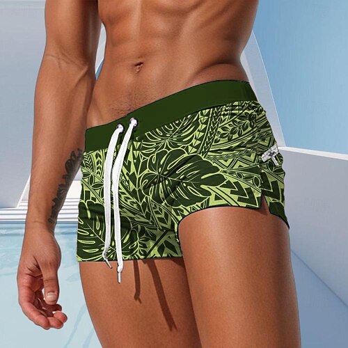 Herren Pflanzen Tropische Pflanzen Badehosen Badeshorts Boardshorts Mittlere Taille Mode Hawaiianisch Designer Surfen Ferien Strand Kordelzug Tasche Elastischer Bund Designer Bekleidung Image