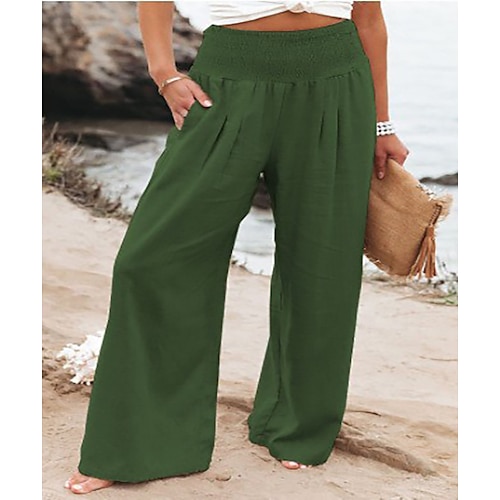 Damen Übergröße Hausanzug Unterteile Modisch Brautkleider schlicht Weich Einfarbig Tasche Hose Urlaub Heim Täglich Lange Hose Schwarz Weiß Hellgrün Rosa Armeegrün Sommer Frühling Image