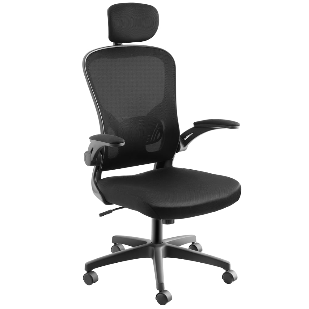 Fauteuil de bureau ergonomique soutien lombaire et appuie-tête noir