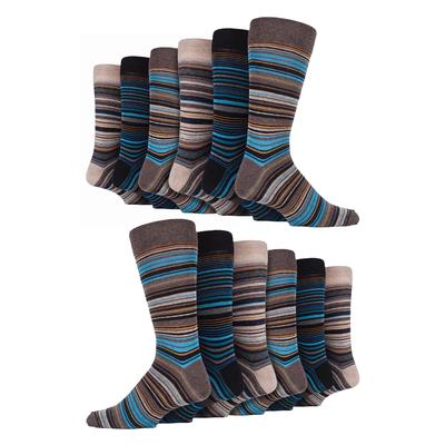 12 Paar Multipack Herren Baumwolle bunt gestreiften Kleid Socken | Socken Snob | gemusterten Business Casual Dress Socken - Bangkok Image