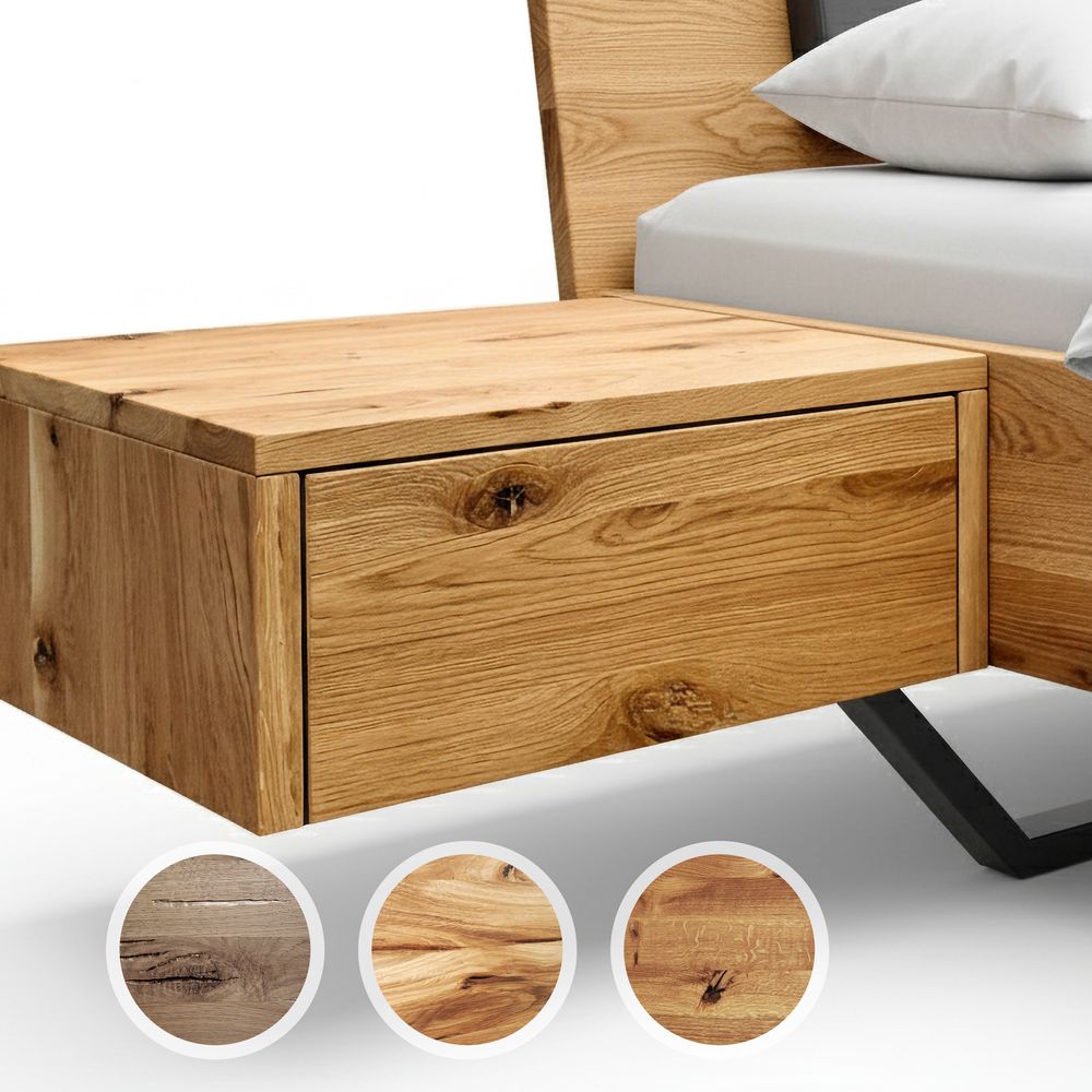 BlackWood »Dolce Vita« Massivholz Nachttisch I ohne Schublade / Wildeiche weiss