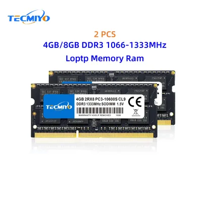 TECMIYO 2X4GB/2X8GB DDR3 DDR3L 1066-1600MHz Laptop Memory RAM 1.5V/1.35V PC3/PC3L-12800S PC3-10600S