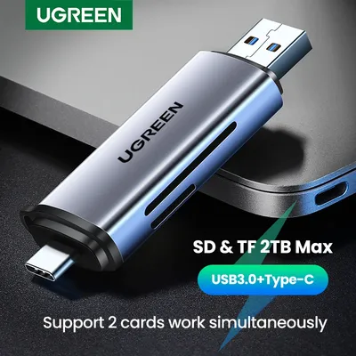UGREEN Card Reader USB3.0&USB C to SD MicroSD TF Thunderbolt 3 for PC Laptop Accessories Smart