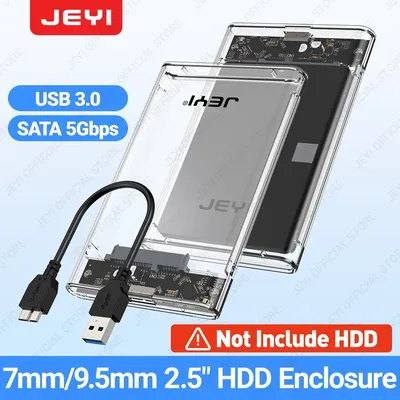 JEYI 2.5'' External Hard Drive Enclosure USB 3.0 to SATA III Tool-Free Clear Hard Disk Case for 2.5
