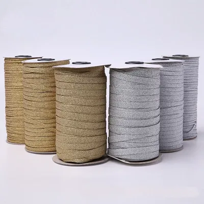 3mm 6mm 10mm 5yards/Lot Golden Silver Sewing Elastic Ribbon Elastic Spandex Band Trim Sewing Fabric DIY Garment Accessories