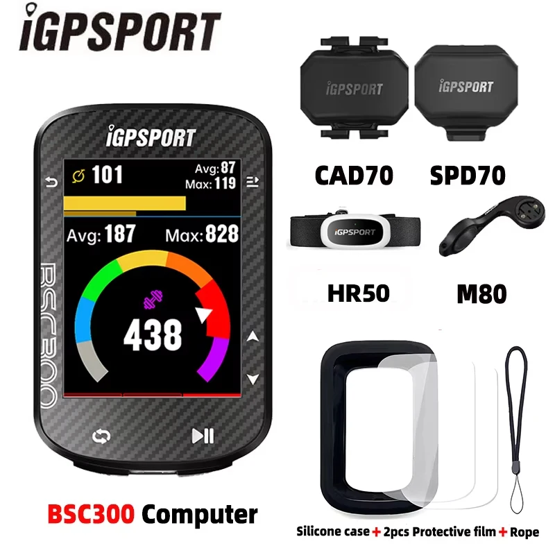 IGPSPORT BSC300 Fahrrad-GPS-Computer, kabelloser Fahrrad-Kilometerzähler, Navigationsgeschwindigkeit, Trittfrequenzsensor, IPX6 wasserdichter Fahrradcomputer Image