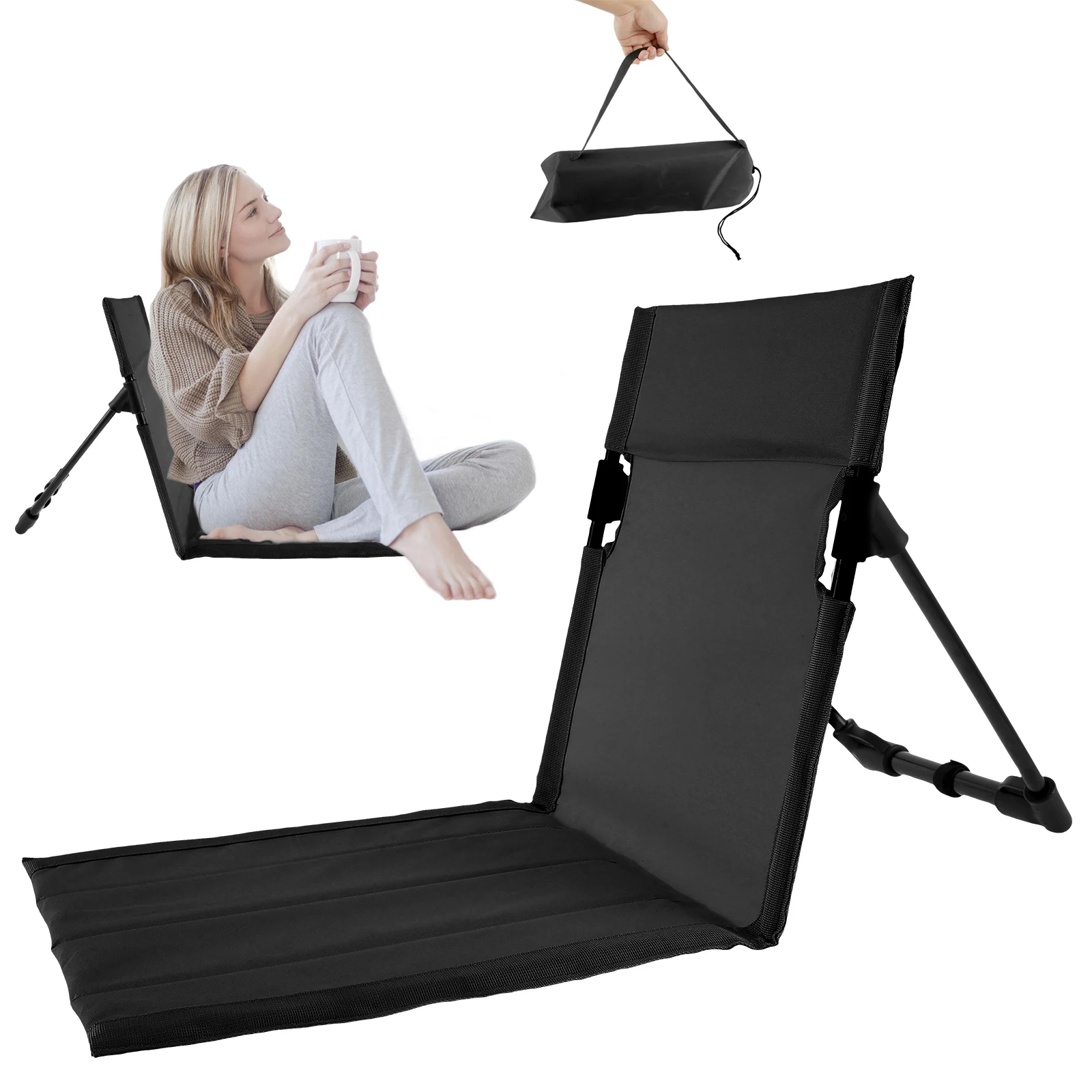 Leichter Strandstuhl, zusammenklappbar, für Outdoor-Camping, tragbare Bodenstühle mit Aufbewahrungstasche für Grills, Wandern, Reisen