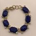 J. Crew Jewelry | J.Crew J Crew Royal Blue Link Bracelet Crystals 7" Gold Tone | Color: Blue/Gold | Size: Os