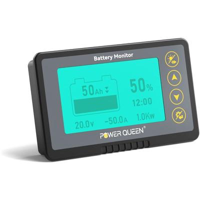 Power Queen - 500A Batteriemonitor mit Shunt Programmierbarer Alarm 8V-120V Spannungsbereich lcd