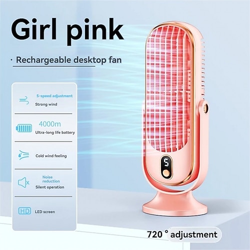 tragbarer Klimaanlagenventilator, großer Akku-Doppelmotor-Haushaltsluftkühler, 5-Gang-Luftkühlungsventilator 720 ° Surround-Luftgebläse, Büro, Tourismus, Camping, tragbarer USB-Ventilator für Image