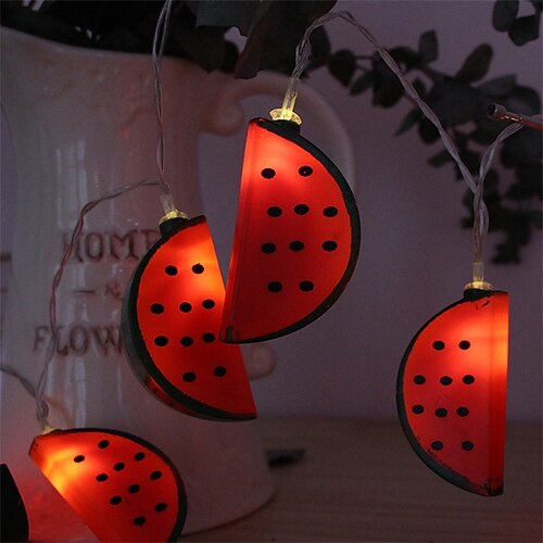 mehrfarbige Lichterketten, Lichterketten mit Sommer-Strand-Flip-Flop-Motiven, batteriebetriebene Lichterketten mit Sommerfrüchten – Wassermelone Innendekorationslichter im Ananas-Design, ideal für Image