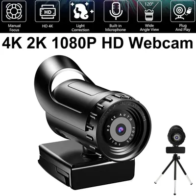 Webcam 4K 2K Auto Focus PC Web Cam Full HD 1080P Wide Angle Beauty Camera with Microphone for Live