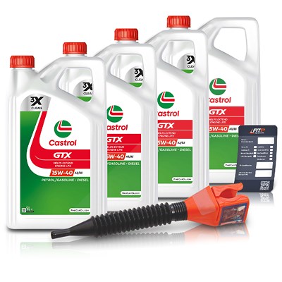 Castrol 20 L GTX 15W-40 A3/B3 + Ölwechsel-Anhänger + Einfülltrichter [Hersteller-Nr. 15F629] Image