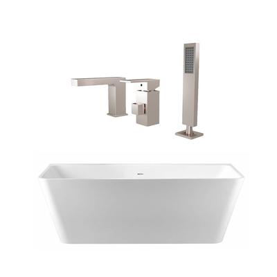 Randolph Morris Axton 67 Inch Acrylic Double Ended Freestanding Bathtub and Faucet Package RMBP39-67-BNF7