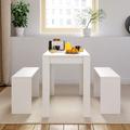 (White) Wooden Kitchen Furniture 6 Seater Dining Table 2 Chair Bench Set