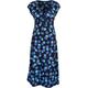 Women's Gilly Short Sleeve Midi Dress In Blue Floral Print | Large | Antonia York