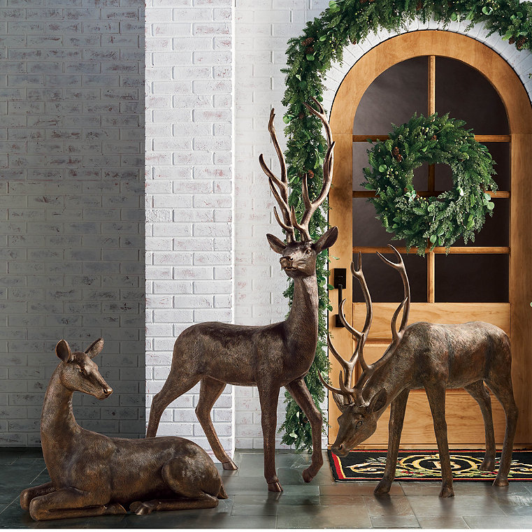 Regal Reindeer - Gold, Gold Standing - Frontgate - Outdoor Christmas Decor