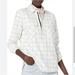 J. Crew Tops | J Crew Plaid Ivory Striped Flannel Cotton Jacket Top Casual 1/4 Zip Womens Sz Xl | Color: Blue/White | Size: Xl