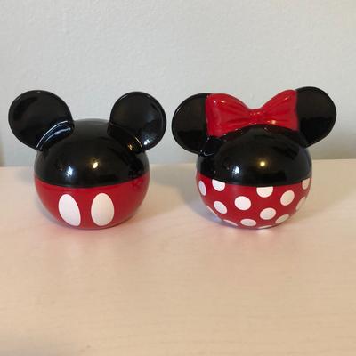 Disney Kitchen | Disney Mickey Mouse And Minnie Mouse Salt And Pepper Shaker Set | Color: Black/Red | Size: Os