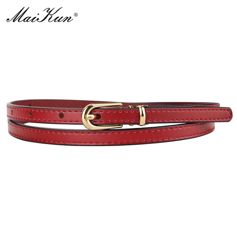 Maikun Damengürtel, Legierung, Dornschließe, echtes Leder, dünner Gürtel, weiblicher Bund für Jeans, Kleider, Hosen Image