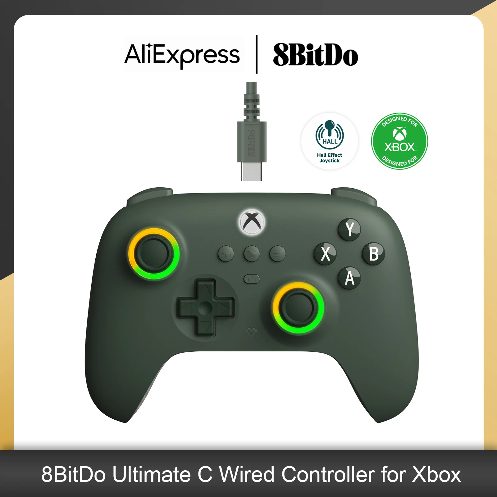 8Bitdo Ultimate C Wired Game Controller für Xbox Serie X/S Xbox One mit Game Pass Hall Effekt Joysticks für Windows 10/11 Image
